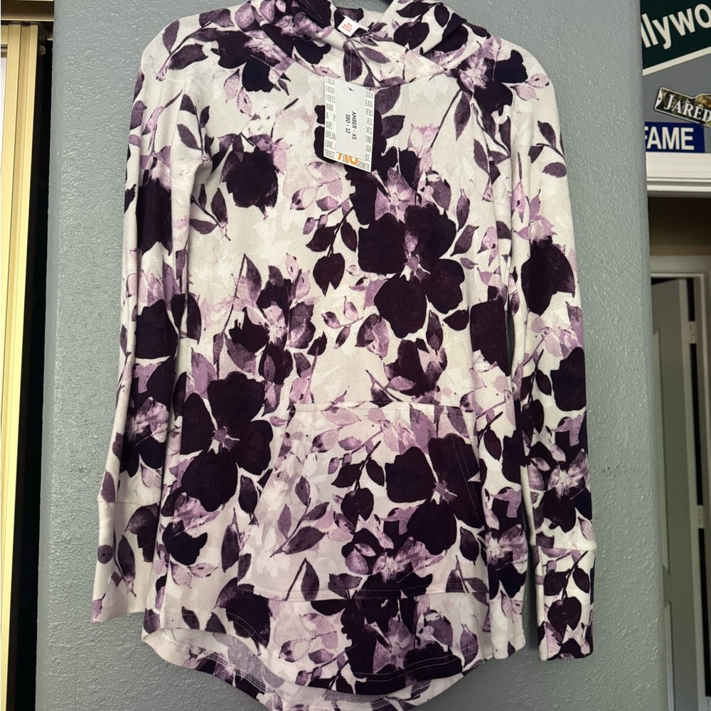 NWT LuLaRoe Amber Hoodie XS Purple Floral